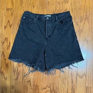 Garage Black '90s A-Line Shorts - Jean Shorts with Frayed Hem